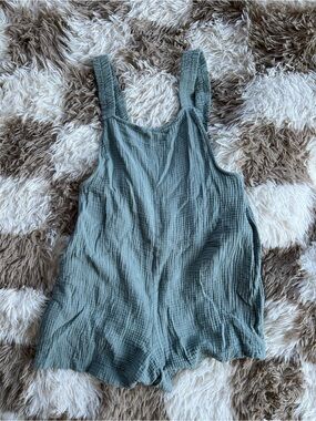 Womens Sage Green Textured Tank Romper